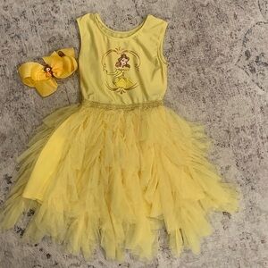 Girls/Toddler Disney Princess Belle tulle Dress & bow